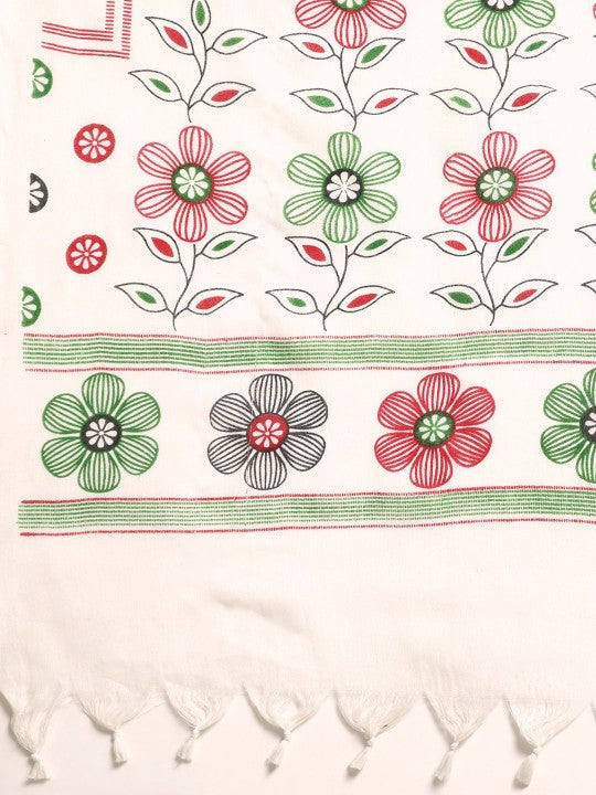DESH BIDESH Floral Pure Cotton Taant Saree