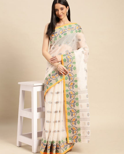 DESH BIDESH Ethnic Motifs Pure Cotton Taant Saree