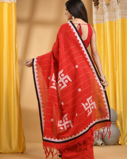 DESH BIDESH Women Woven Design Patchwork Pure Cotton Taant Saree