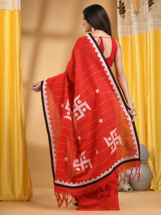 DESH BIDESH Women Woven Design Patchwork Pure Cotton Taant Saree