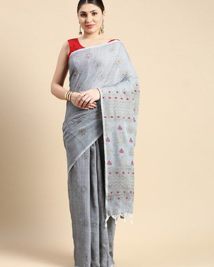 DESH BIDESH Woven Design Pure Cotton Khadi Saree