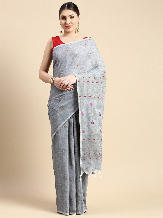 DESH BIDESH Woven Design Pure Cotton Khadi Saree