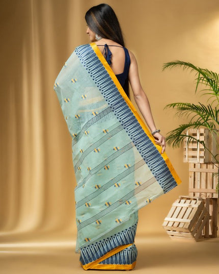 DESH BIDESH Geometric Woven Design Pure Cotton Taant Saree