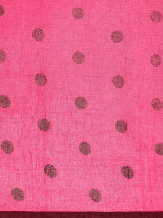 DESH BIDESH Polka Dots Pure Cotton Taant Saree
