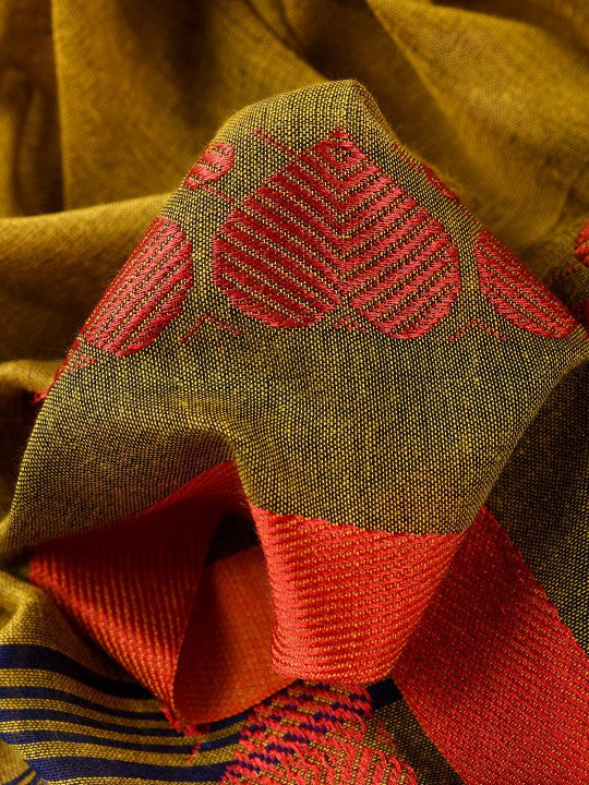 DESH BIDESH Ethnic Motifs Woven Design Pure Cotton Taant Saree