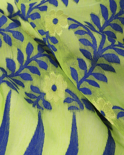 DESH BIDESH Pink-Green Pure Cotton Jamdani Saree: Elegant Woven Border Design