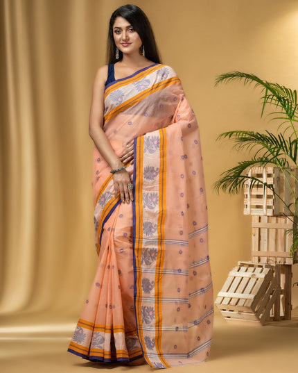 DESH BIDESH Ethnic Motifs Woven Design Pure Cotton Taant Saree