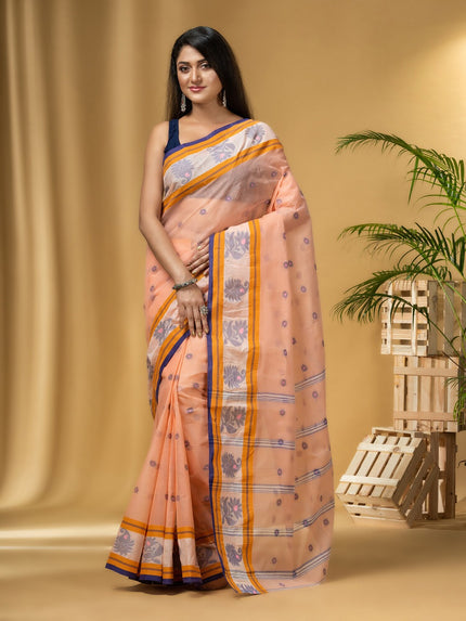 DESH BIDESH Ethnic Motifs Woven Design Pure Cotton Taant Saree