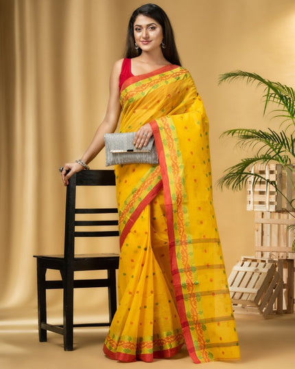 DESH BIDESH Ethnic Motifs Woven Design Pure Cotton Taant Saree