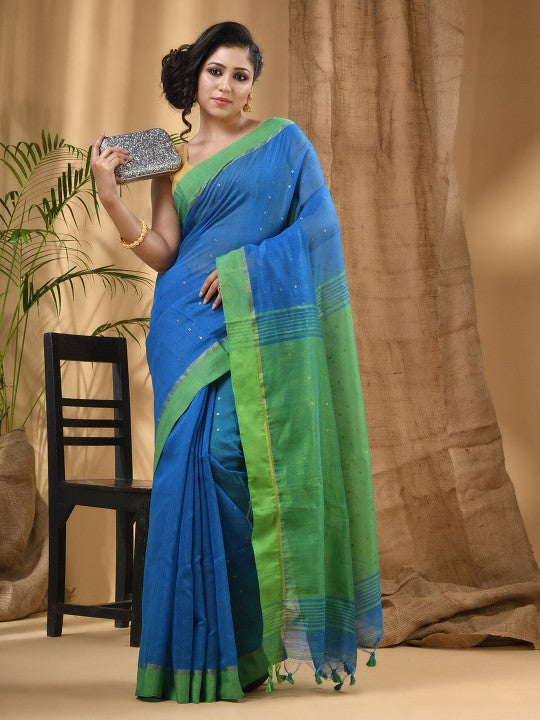 DESH BIDESH Embellished Sequinned Taant Saree