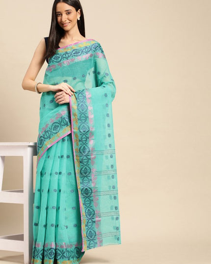 DESH BIDESH Ethnic Motifs Pure Cotton Taant Saree