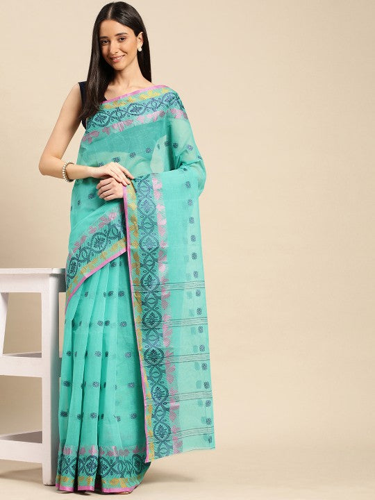 DESH BIDESH Ethnic Motifs Pure Cotton Taant Saree