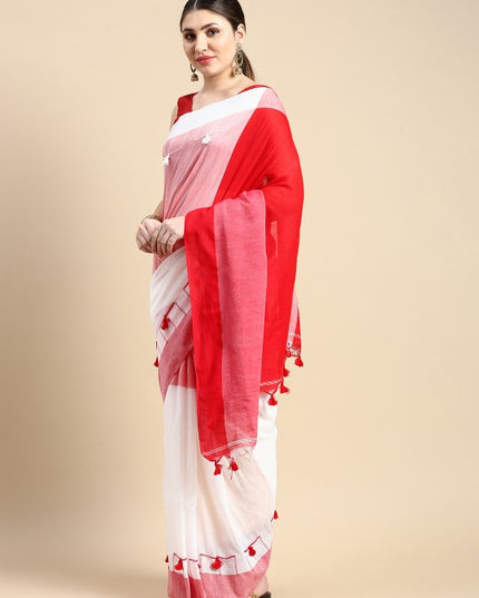 DESH BIDESH Colourblocked Pure Cotton Taant Saree