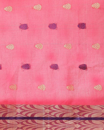 DESH BIDESH Pink Ethnic Motifs Pure Cotton Taant Saree