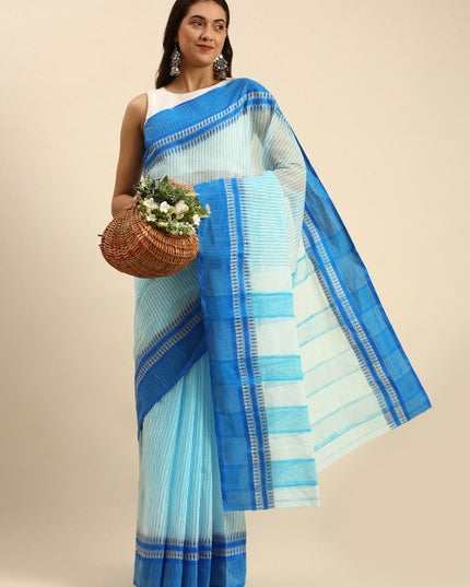 DESH BIDESH Woven Design Pure Cotton Bengal Taant Saree