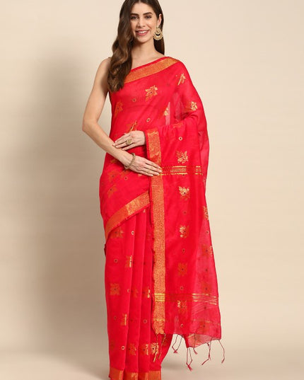 DESH BIDESH Ethnic Motifs Zari Taant Saree