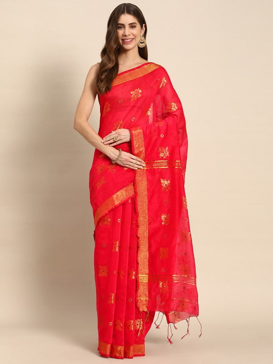 DESH BIDESH Ethnic Motifs Zari Taant Saree