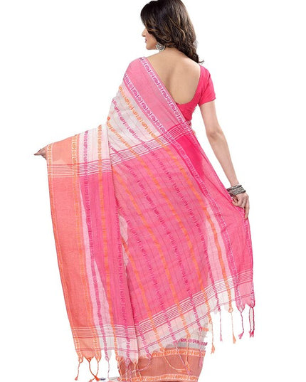 DESH BIDESH Woven Design Pure Cotton Traditional Taant Saree