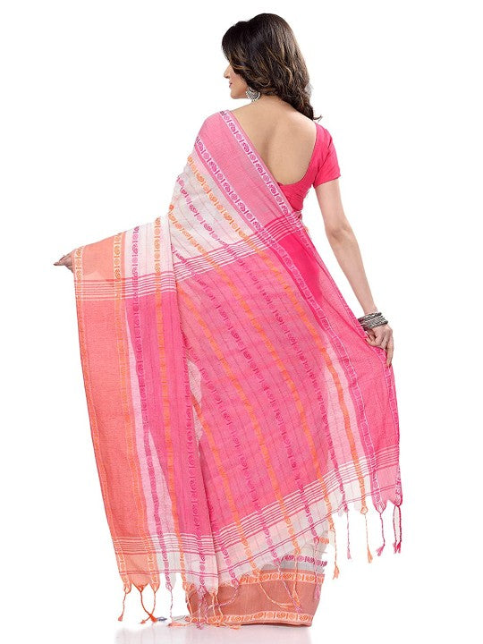 DESH BIDESH Woven Design Pure Cotton Traditional Taant Saree