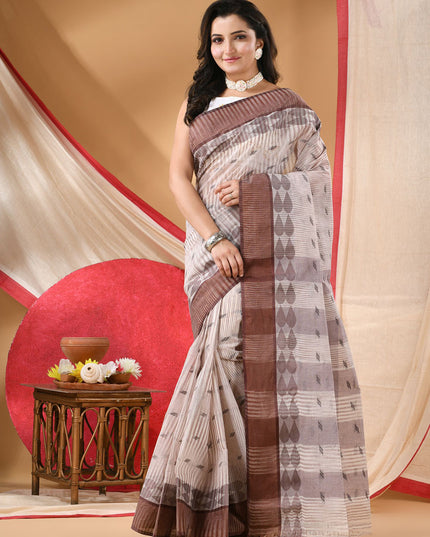 DESH BIDESH Woven Design Pure Cotton Taant Saree