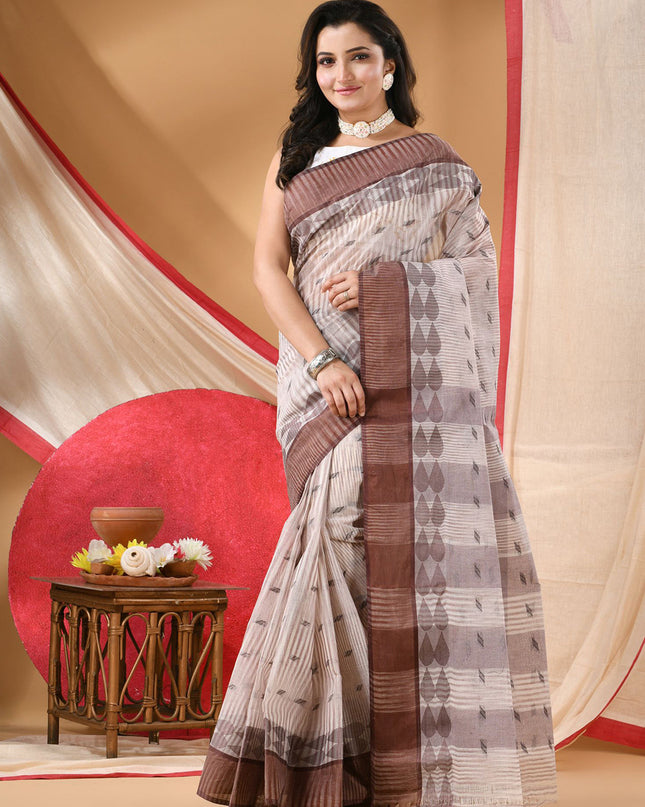 DESH BIDESH Woven Design Pure Cotton Taant Saree