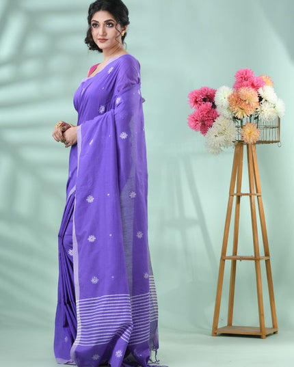 DESH BIDESH Women Woven Design Silk Cotton Saree in Radiant Purple