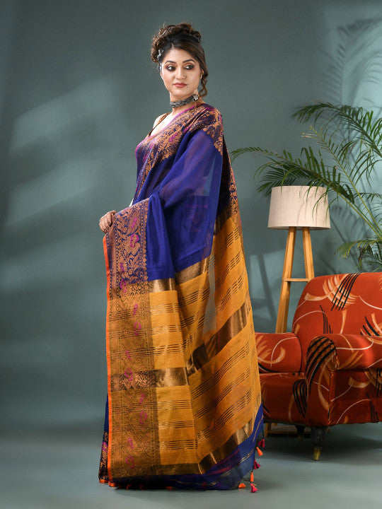 DESH BIDESH Woven Design Zari Kanjeevaram Saree With Blouse Piece