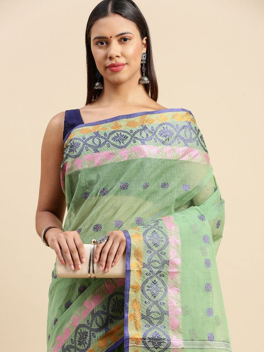 DESH BIDESH Woven Design Pure Cotton Taant Saree