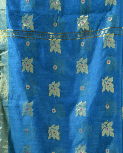 Cotton Silk Party Wear Saree Trendy Design Gulnaz Georgette Chiffon Cotton Saree (Royal Blue)