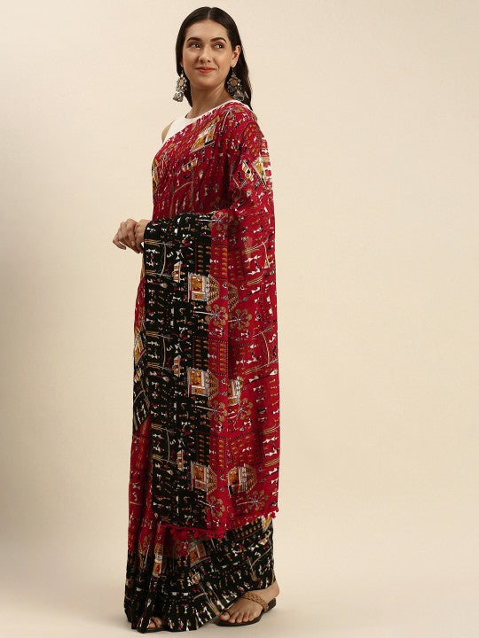 DESH BIDESH Kalamkari Pure Cotton Taant Saree: Traditional Woven Design for Women