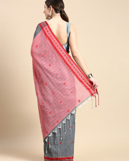 DESH BIDESH Woven Design Ethnic Motifs Pure Cotton Taant Saree
