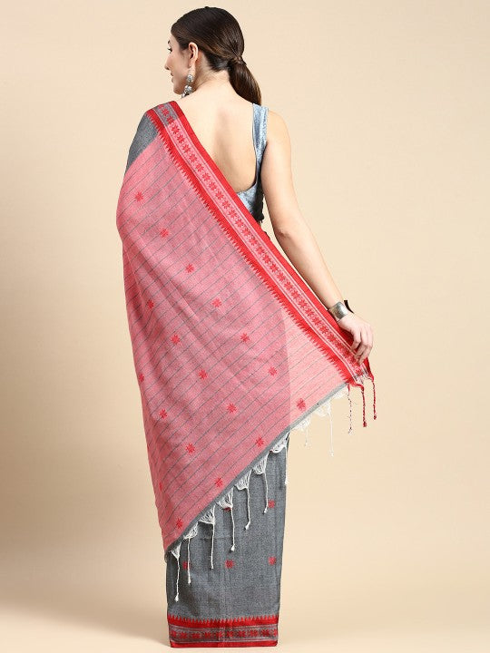 DESH BIDESH Woven Design Ethnic Motifs Pure Cotton Taant Saree
