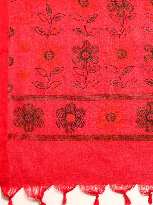 DESH BIDESH Floral Pure Cotton Taant Saree