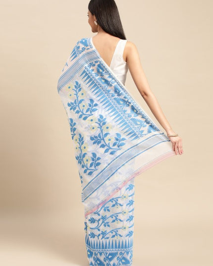 DESH BIDESH Woven Design Ethnic Motifs Pure Cotton Jamdani Saree