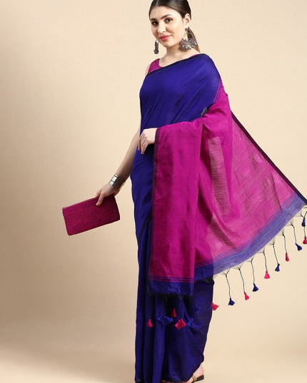 Elegant Dual-Tone Cotton Silk Saree with Unstitched Blouse Piece for Women