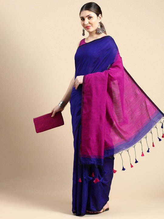 Elegant Dual-Tone Cotton Silk Saree with Unstitched Blouse Piece for Women