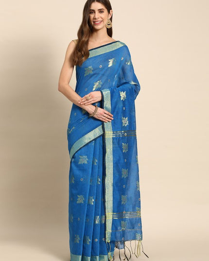 DESH BIDESH Ethnic Motifs Zari Taant Saree