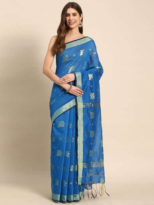 DESH BIDESH Ethnic Motifs Zari Taant Saree