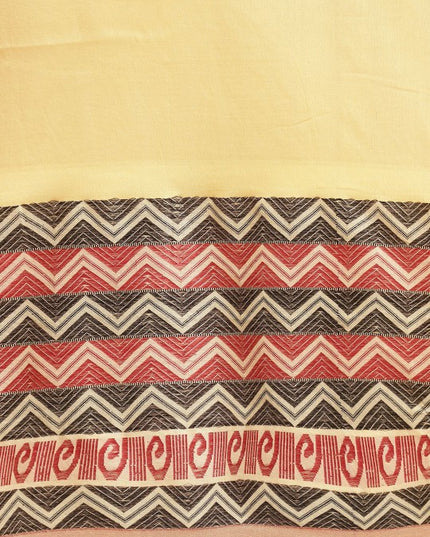 DESH BIDESH Yellow Pure Cotton Taant Saree