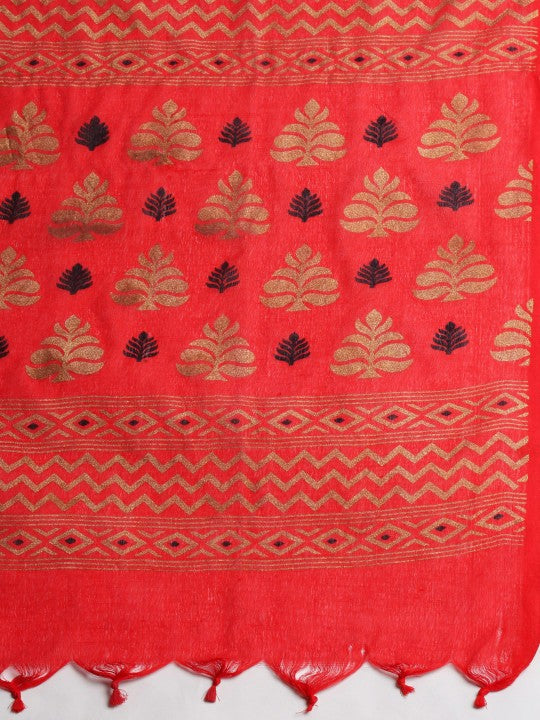 DESH BIDESH Woven Design Floral Pure Cotton Taant Saree