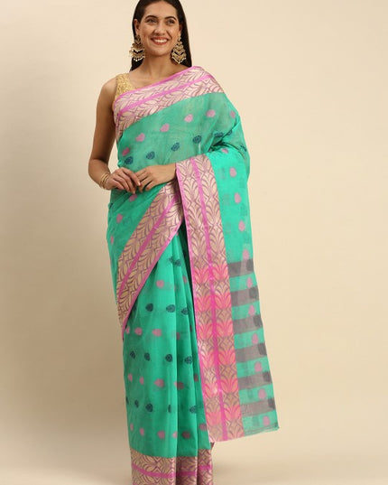 DESH BIDESH Woven Design Pure Cotton Taant Saree