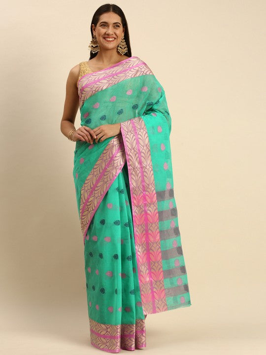 DESH BIDESH Woven Design Pure Cotton Taant Saree