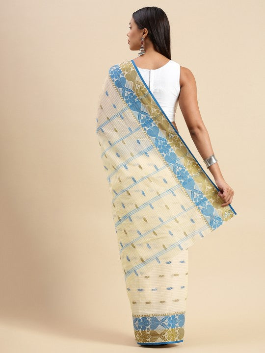 DESH BIDESH Woven Design Pure Cotton Taant Saree