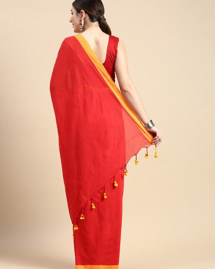 DESH BIDESH Solid Pure Cotton Taant Saree