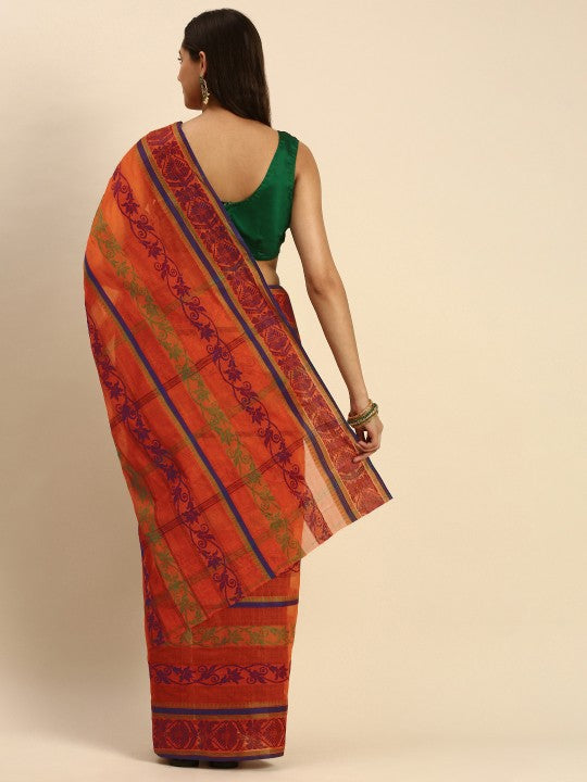 DESH BIDESH Woven Design Pure Cotton Taant Saree