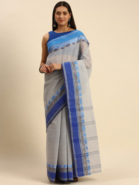 DESH BIDESH Woven Design Pure Cotton Taant Saree