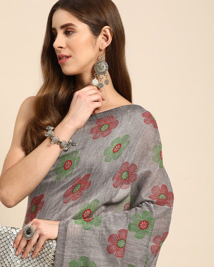 DESH BIDESH Floral Pure Cotton Taant Saree