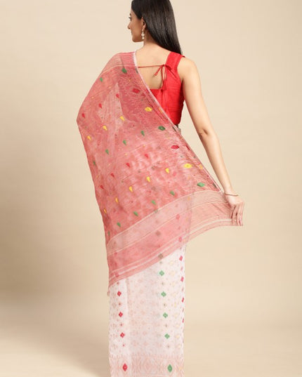 DESH BIDESH Woven Design Ethnic Motifs Pure Cotton Jamdani Saree