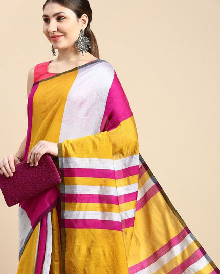 DESH BIDESH Striped Silk Cotton Saree: Vibrant, Elegant, Traditional Indian Attire for Women