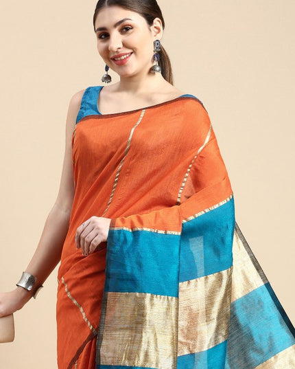 DESH BIDESH Ghicha Striped Cotton Silk Saree